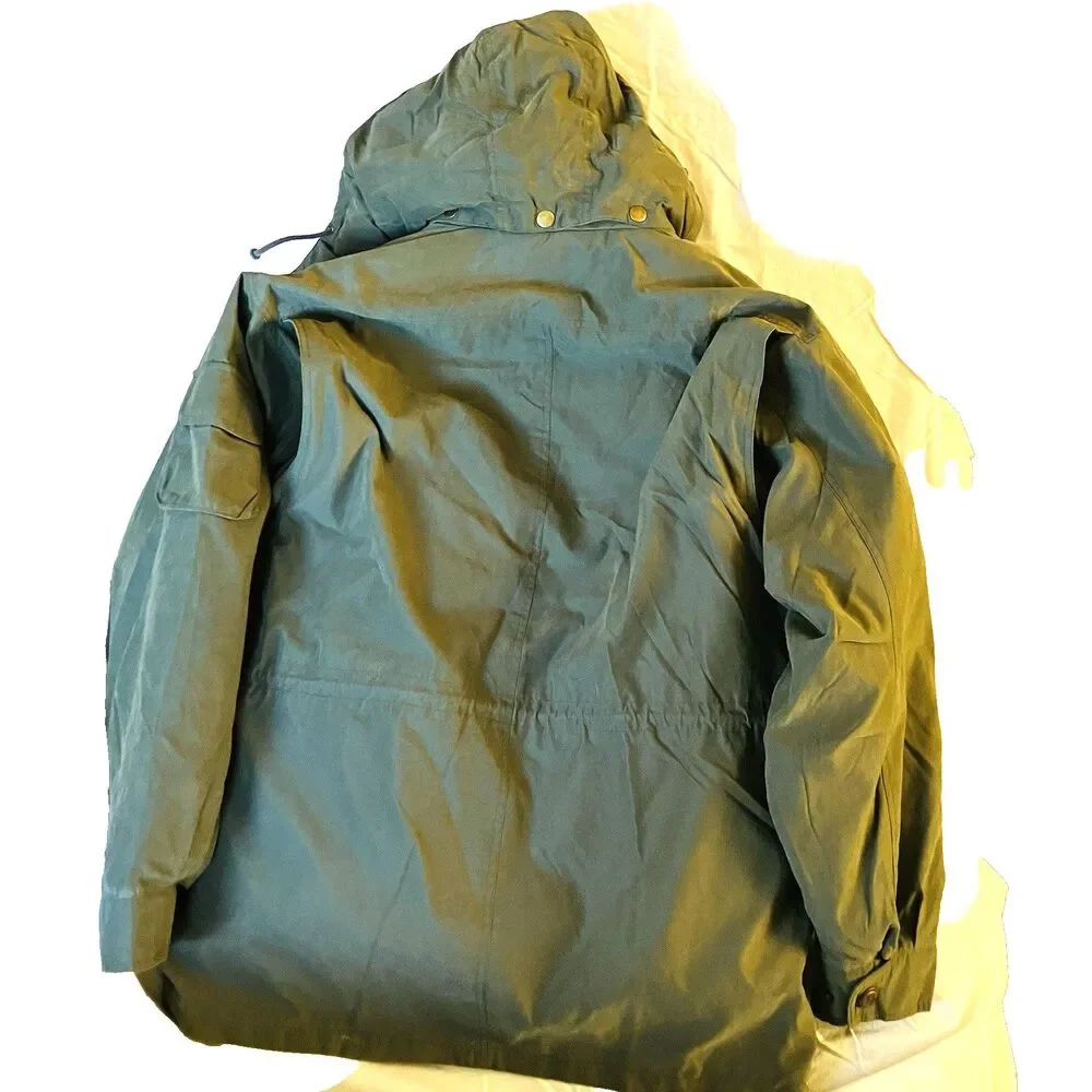 St Johns Bay Vintage Winter Jacket Hooded M Army Green Removable Liner Quilted